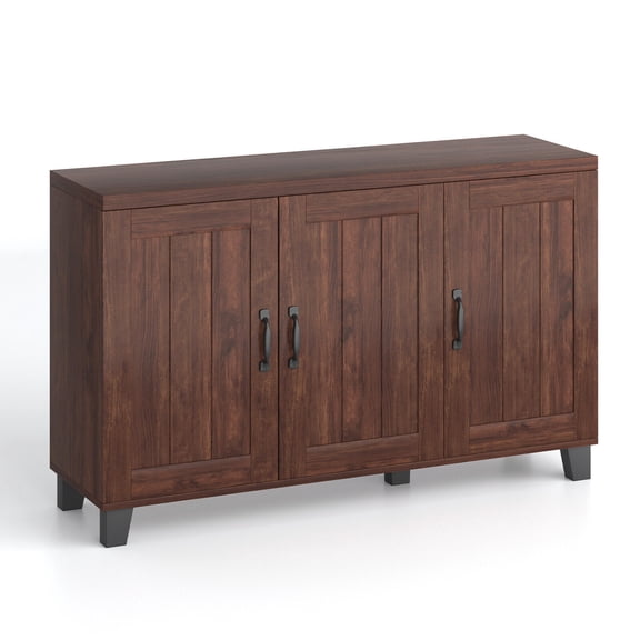 3-Door Buffet Sideboard Storage Credenza Cabinet Console Adjustable Shelf Brown