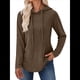 thumbnail image 3 of Sudadera con Capucha de Punto Acanalado Suave para Mujer, Suéter de Larga, Sudadera Ligera y Acogedora para Otoño. Marrón L, 3 of 6