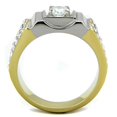 thumbnail image 3 of Luxe Jewelry Designs Men's Two-Tone IP Gold Stainless Steel Ring with Cubic Zirconia Stones - Size 8, 3 of 4