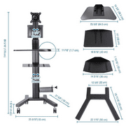 PC Computer Desktop Rolling Mobile Cart Workstation, Black