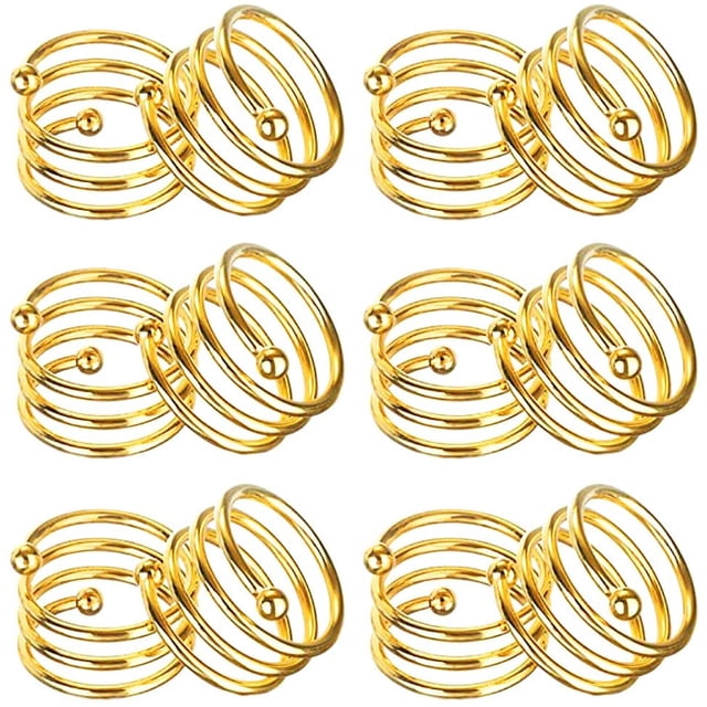 Napkin Rings, 12 Piece Metal Napkin Rings For Wedding Dinner Birthday Table Decoration (Gold)