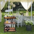 thumbnail image 5 of Wine Serving Bar Cart 3 Tiers Large Home Trolley Rolling Wine Rack with Wheels Mobile Kitchen Serving Cart,Industrial Vintage Style Wood Metal Serving Trolley Glass Holder Bar Cabinet, 5 of 9