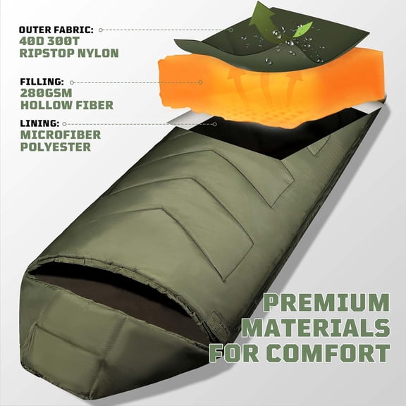 Sleeping Bags for Adults, 34 ° F to 43 ° F Ultralight Warm Cold Weather Sleeping Bag for Camping, Backpacking, Hiking, Hunting, and Outdoor Travel with Compression Sack
