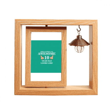 Ten Digit Age Exclamation Wooden Rotating Picture Photo Frame 4x6