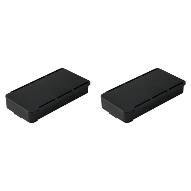 2X Under Desk Drawer Organizer Invisible Storage Box Self-Adhesive Stationary Container Desk Makeup Holder Black