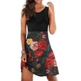 thumbnail image 4 of SMihono Robe d'Été Bohème pour Femmes Grande Taille Mode d'Été Imprimée Col Rond Patchwork Sans Manches, 4 of 6