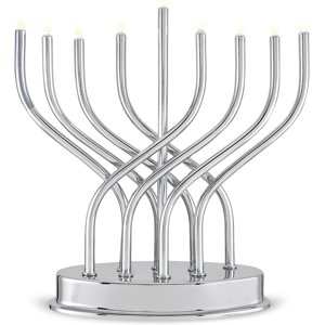Chrome LED Electric Menorah with Battery Power