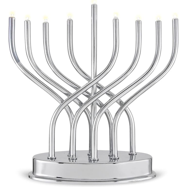 Chrome LED Electric Menorah with Battery Power photo 1
