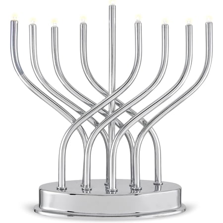 Chrome LED Electric Menorah with Battery Power