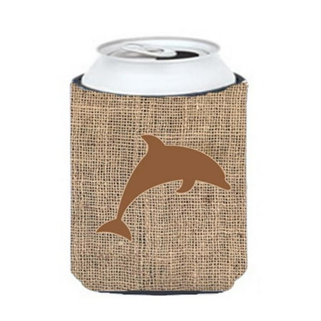 

Dolphin Burlap And Brown Can Or Bottle Hugger