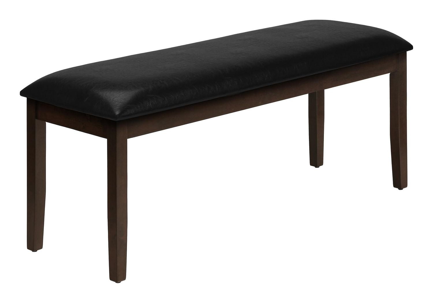 Monarch Specialties  Banc, 48" Rectangulaire, Salle À Manger, Couloir, Entrée, Rembourré, Bois, Bois Massif Brun, Aspect Cuir Noir, Transitionnel