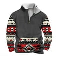 thumbnail image 3 of DDAPJ pyju Cowboy Men's Aztec Western Fleece Sweatshirt Cow Head Pullover 1/4 Zip Stand Collar Long Sleeve Country Sweatshirts Gray XL, 3 of 6
