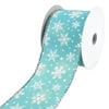 Christmas Iridescent Snowflakes Satin Wired Ribbon, 2-1/2-Inch, 10-Yard - Teal