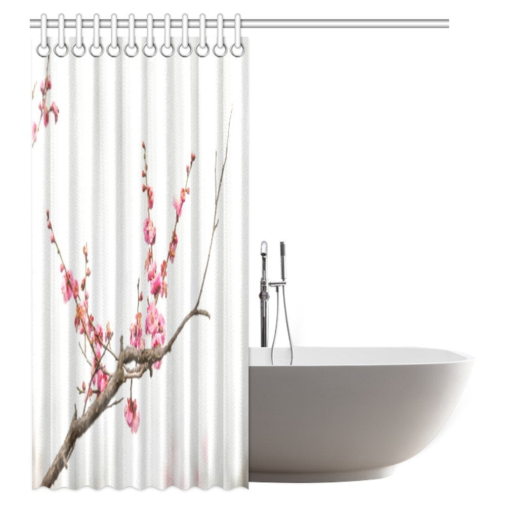 Gckg Fl Shower Curtain Japanese Sakura Cherry Trees Blossom Spring Garden Park Fabric Bathroom With Hooks 60x72 Inches