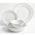 thumbnail image 1 of Meritage Classy 16 Peice Dinnerware Set, Double Bowl and Platinum Bands, 1 of 3