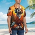 thumbnail image 3 of Rateoe Cartoon Puppy Sunset Pattern Men’s Hawaiian Shirt – Short Sleeve Button-Down Tropical Beach Shirt, Lightweight & Breathable Casual Aloha Shirt with Pocket,Medium, 3 of 7