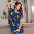 thumbnail image 3 of Gaeub Dinosaurs Print Women's Short-Sleeved Nightdress,Loose Comfy Pajama Sleepwear,Summer Night-dresses for Women, 3 of 6