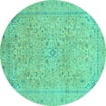 thumbnail image 1 of Ahgly Company Indoor Round Abstract Turquoise Blue Modern Area Rugs, 8' Round, 1 of 4