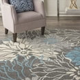 thumbnail image 3 of 8â€™ Round Charcoal and Blue Big Flower Area Rug, 3 of 6
