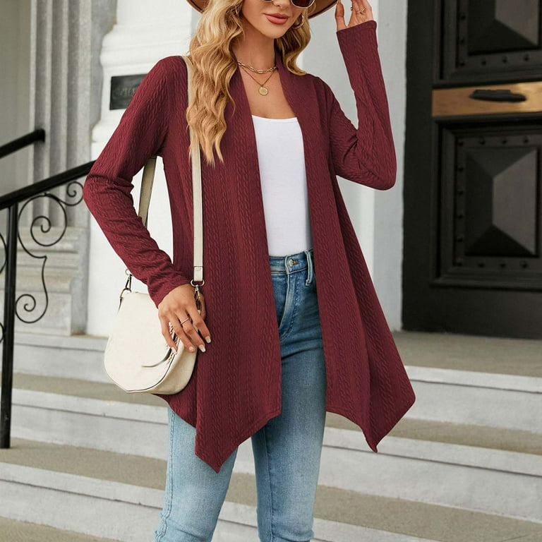 REORIAFEE Open Front Cardigan Sweaters For Women Winter Fashion