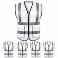 thumbnail image 1 of TOPTIE 5 Packs White Safety Vest, Incident Command Vest with 5 Pockets and High Visibility 2" Reflective Strips-White-L, 1 of 8
