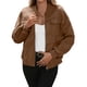 thumbnail image 1 of Chaqueta de Piel Sintética para Mujer, Estilo Universitario, Informal, con Cremallera Corta, Larga y Bolsillos. Marrón L, 1 of 10