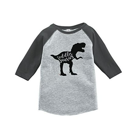 

7 ate 9 Apparel Kids Dinosaur Toddlersaurus Grey Baseball Tee