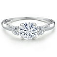 thumbnail image 3 of Gem Stone King 10K White Gold White Moissanite and Lab Grown Diamond 3-Stone Ring for Women | 1.02 Cttw | Round 6MM | Gemstone Birthstone | Size 6, 3 of 6