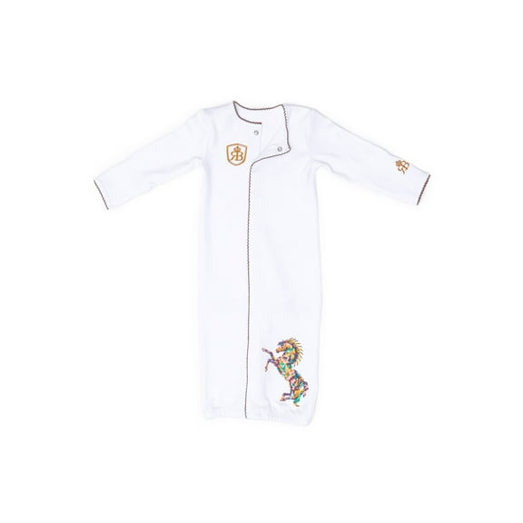RB Royal Baby Organic Cotton Gloved Sleeve 2 in 1 Baby Gown Converter (Born to Be Wild) White - 0-3 Month