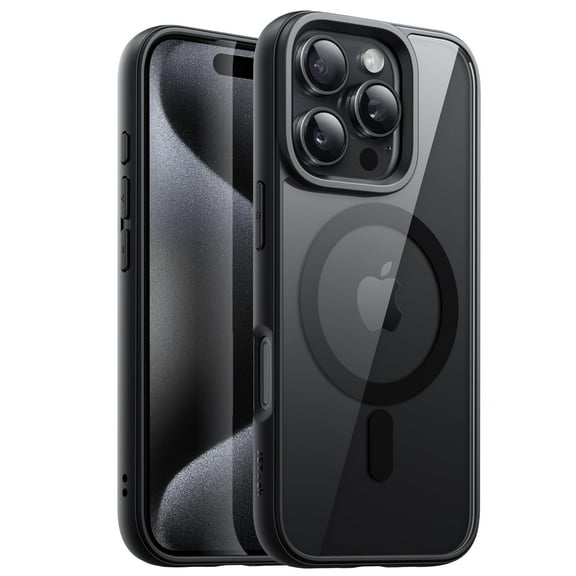 JETech Magnetic Case for iPhone 16 Pro 6.3-Inch Compatible with MagSafe, Shockproof Phone Bumper Cover, Solid Color Matte TPU Frame, Anti-Scratch Clear Back (Black)