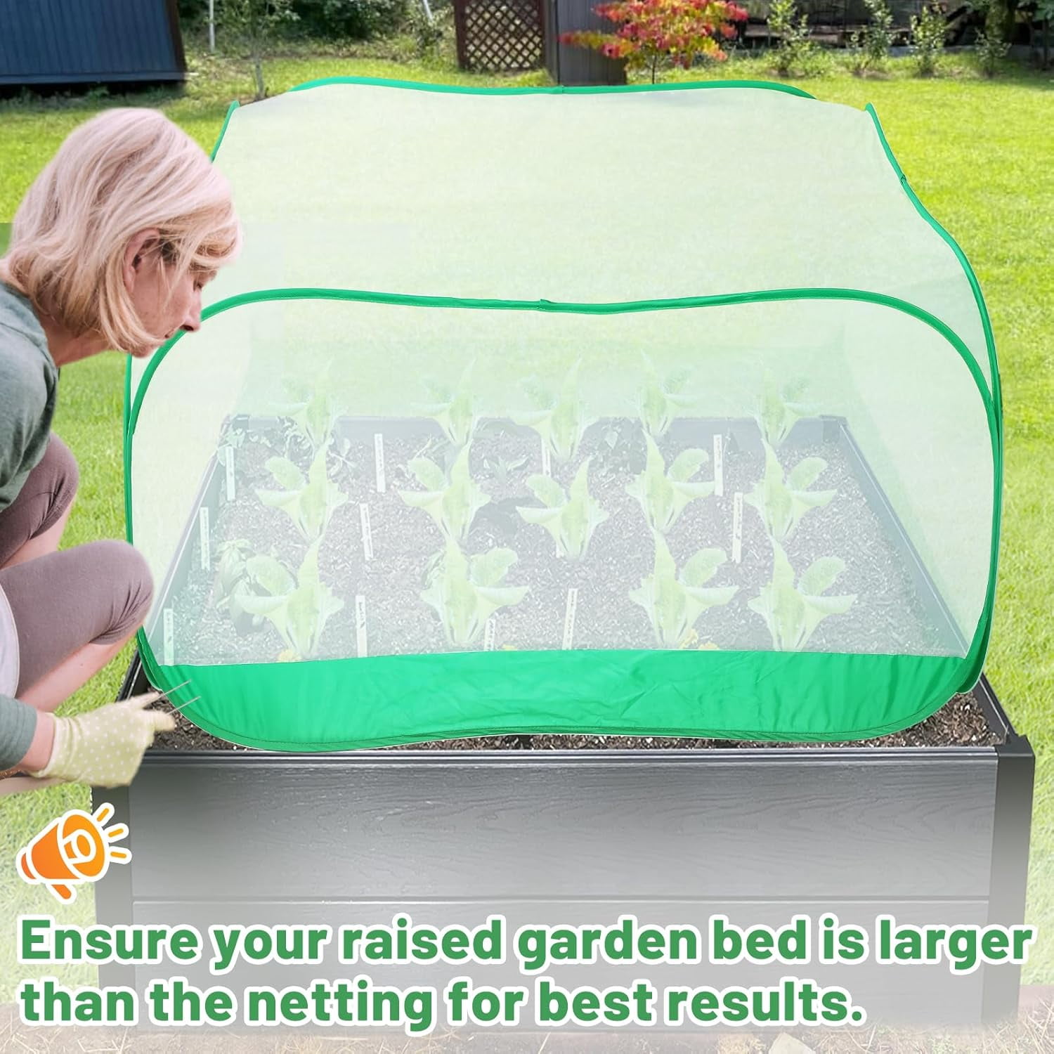 Garden Netting Mesh Plant Cover - 4×4×2 FT Plant Covers Net for Square Raised Garden Bed, Ultra Fine Garden Mesh Netting Protection from Bird Pest Barrier Net Row Cover for Plant Fruit Vegetable