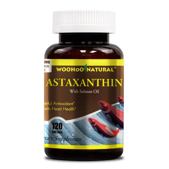 Woohoo Natural Astaxanthin 5 mg   Salmon Oil 500 mg 120 Softgels Antioxidant
