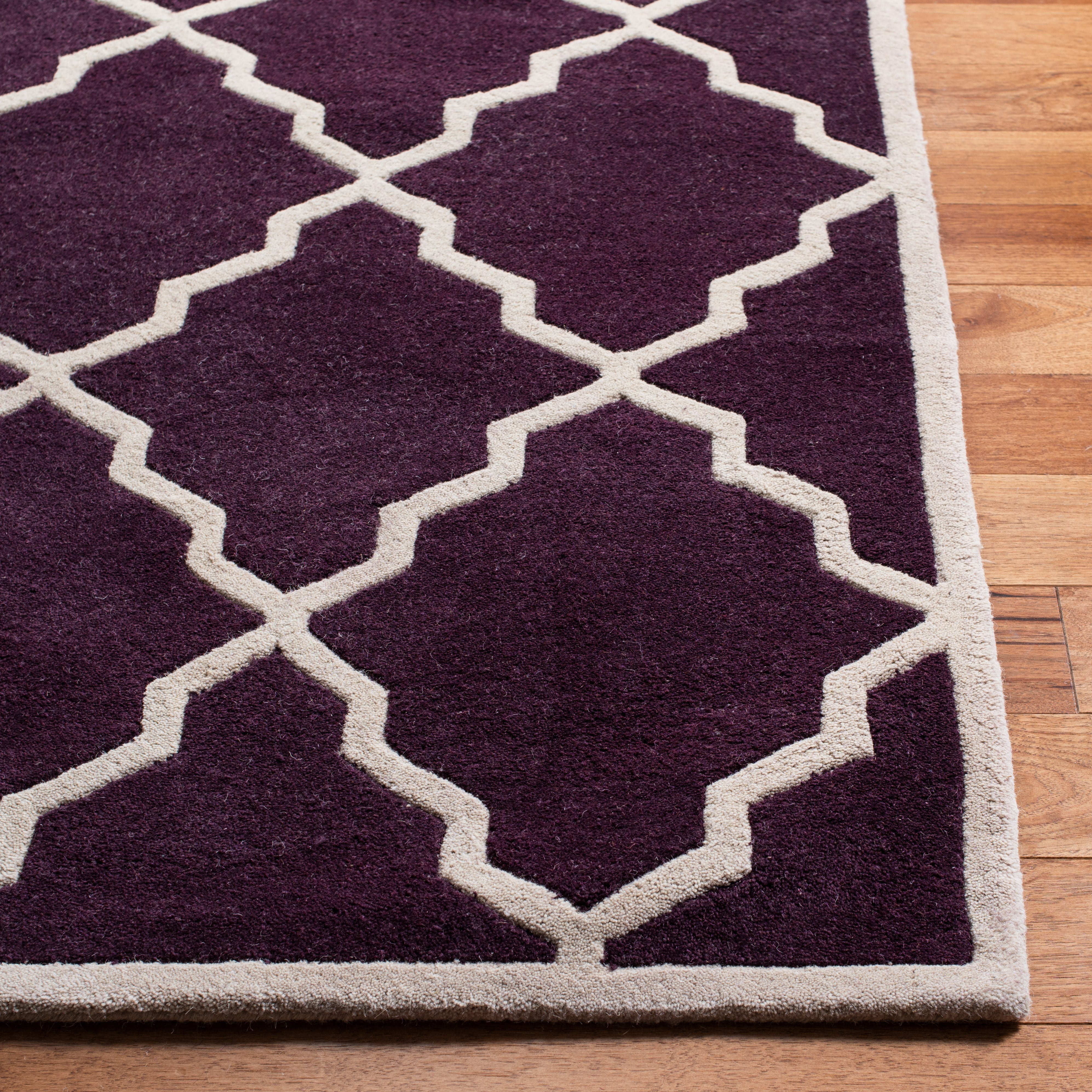 SAFAVIEH Chatham Clinton Geometric Wool Area Rug, Dark Purple, 7' x 7' Square