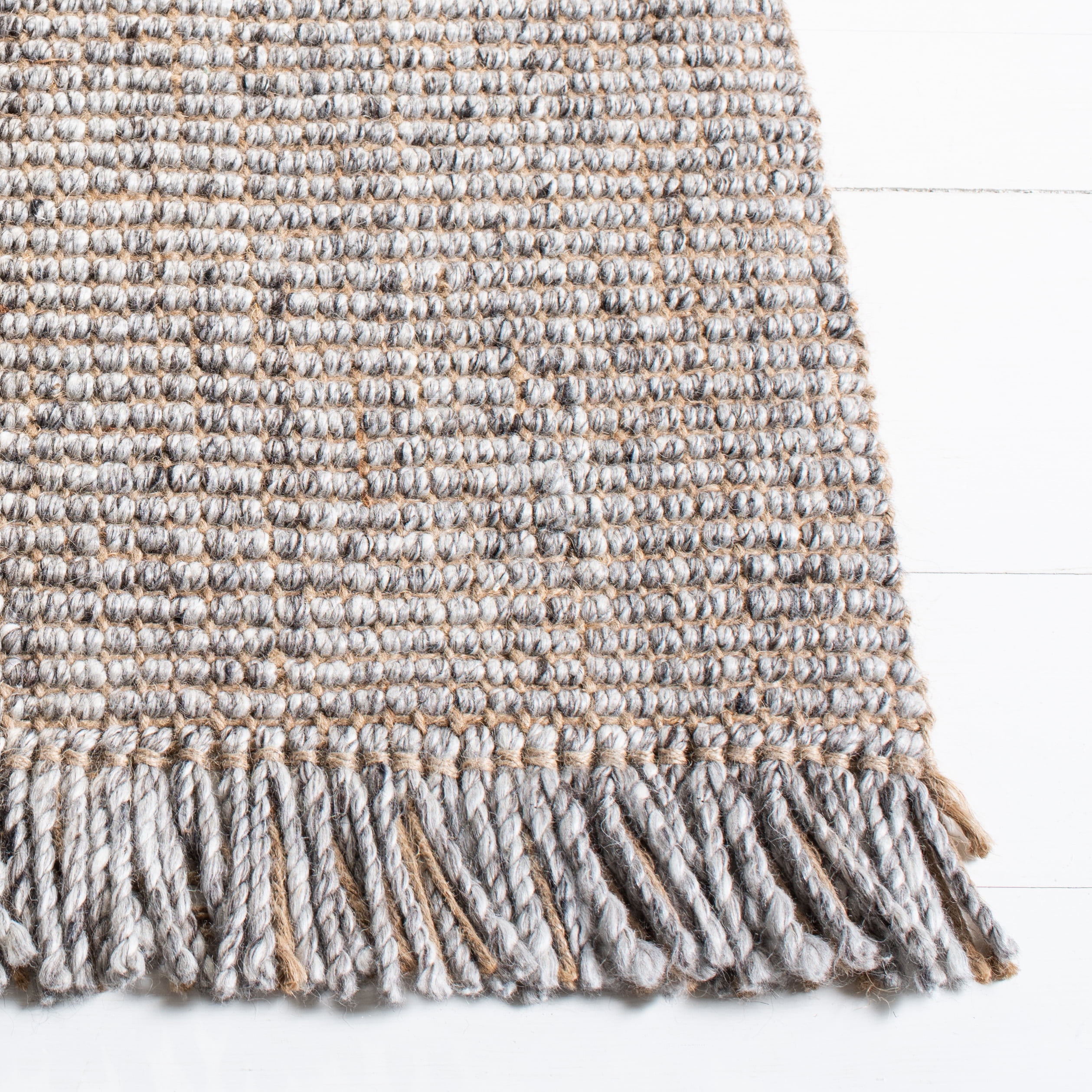 SAFAVIEH Natural Fiber Crawford Abstract Area Rug, Grey/Natural, 4' x 4' Square