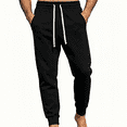 thumbnail image 2 of TKKCS Mens Cotton Fleece Jogger Pants- Full Length Elastic High Waist Relaxed Fit Cuffed Ankles Drawstring Sweatpants for Workout Lounge Casual Black Size XL, 2 of 10