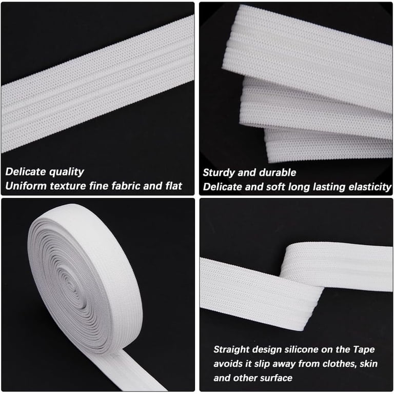 5 Yards 20mm Wide Non-Slip Elastic Ribbon White Straight Line