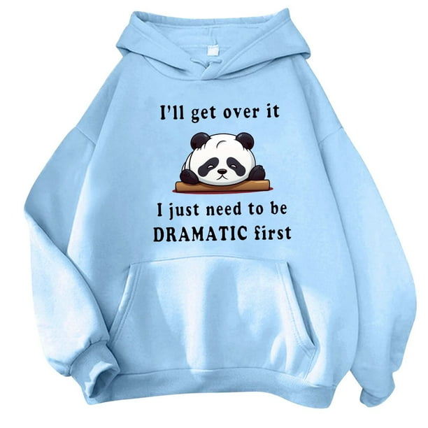 Gibobby Sudadera con capucha mujer, Ropa de otoño para adolescentes, sudadera de color, casual, con capucha, bolsillo para mujer(Azul celeste,G)