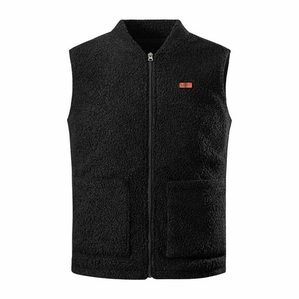 Meichang Fuzzy Fleece Heated Vest Men Women Winter Warm Up Heated Jacket Full Zip Electric Heating Coat Upgraded Dual Control Heating Vest Gray Xl