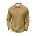 thumbnail image 7 of Men's Button Down Long Sleeve Shirt Turndown Collar Pullover Cotton Polyester Spandex Blend Solid Color Casual Top For Daily Office Work | Zenithor,Khaki S, 7 of 7