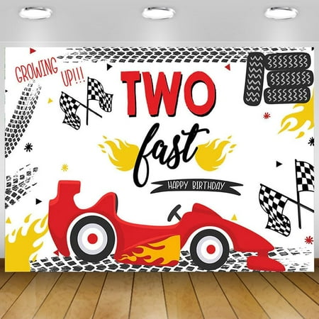 Two Fast Birthday Backdrops Red Race Car Tires Photo Background Boy 2nd Birthday Party Backdrop Decoration Banner Happy Birthday Photography Background