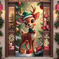 thumbnail image 6 of Decorative Reindeer Christmas Banner Cartoon Design Cute Deer Festive Gifts Holiday Decoration for Winter Party Indoor Celebration Holiday Gathering, 6 of 9