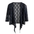 thumbnail image 1 of VISgogo Mujeres Primavera Verano Crop Tops Negro Manga Larga Cuello en V Profundo Encaje Transparente Camiseta VISgogo  moda, 1 of 7