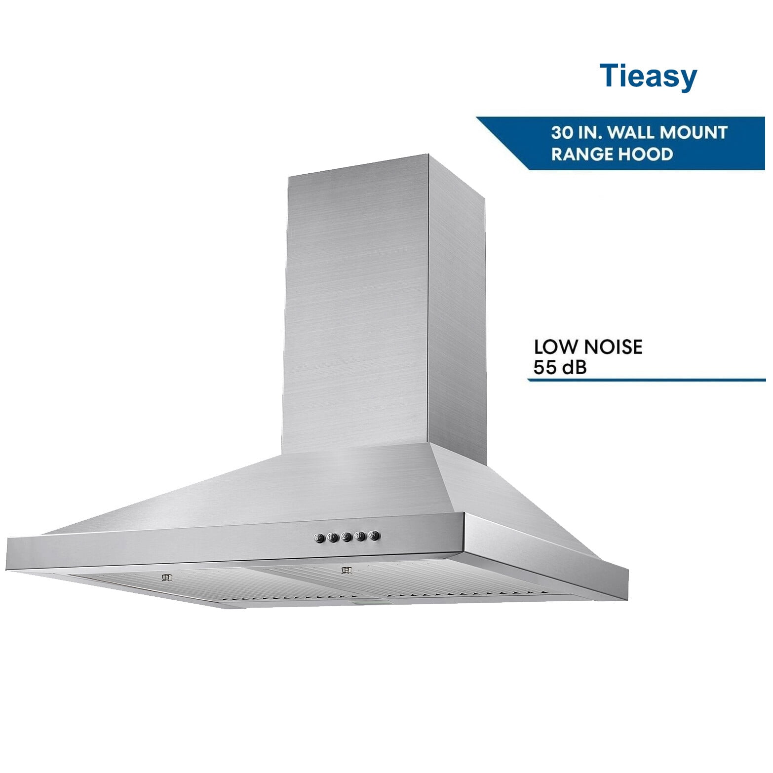 Joeaonz 30-Inch Chimney Hood with Stainless Steel Filters & LED Lighting