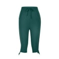thumbnail image 6 of UYISJ Capri Pants for Women Casual Summer Cropped Jogger Sweatpants Drawstring Capris Trousers Yoga Solid Color Sports Leggings Plus Size Green S, 6 of 7
