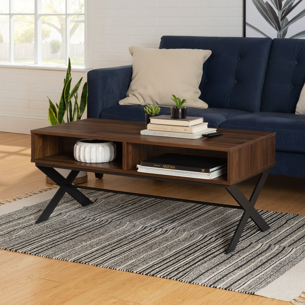 Desert Fields Roanoke Modern XLeg Coffee Table, Dark Walnut Walmart