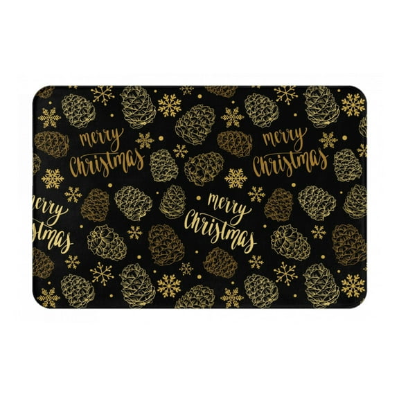 Balery Gold Pinecone Merry Christmas Doormat, Durable Flannel Fabric, Waterproof Stain and Fade Resistant, Low Profile,Indoor Outdoor Door Mats, Easy Clean Patio Entrance Mat, 16x24in