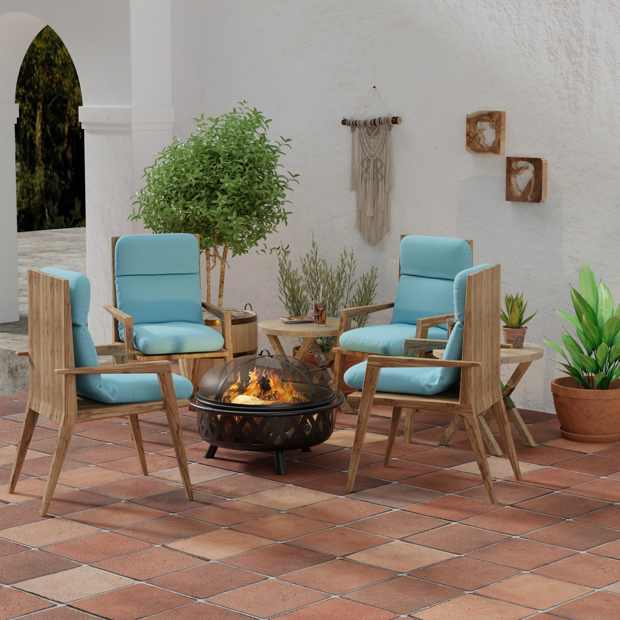 45" x 22" Rectangular Outdoor Chair Cushion with Ties and Hanger Loop
