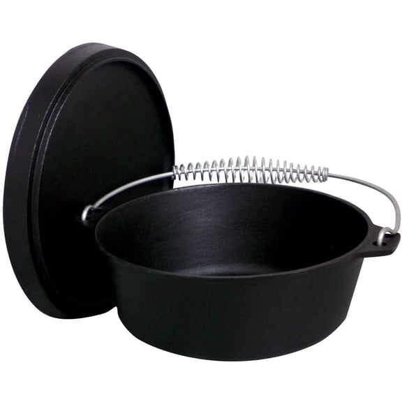 King Kooker CI20S 20-Quart Pre-Seasoned Cast Iron Dutch Oven with Lid, Black