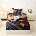 thumbnail image 4 of Castle Fairy Sunset Racer Twin Sheet Sets 3pcs for Men, Abstract Sky Bedding for Master Bedroom, Orange and Blue, 4 of 6