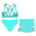 thumbnail image 4 of YUUMIN 3 Pcs Tankini for Girls Floral Bikini Crop Top Brief with Ruffles Swim Shorts Bathing Suits Light Green 10, 4 of 5